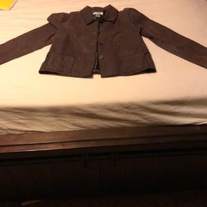 Brown Jackie Blue Distressed Leather Jacket Size L